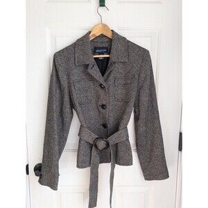Jones New York Signature Petite Wool and Nylon Belted Blazer size 10P